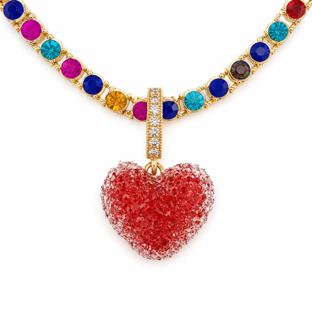 Multicolor CZ Red Jelly Heart Necklace – additional product view