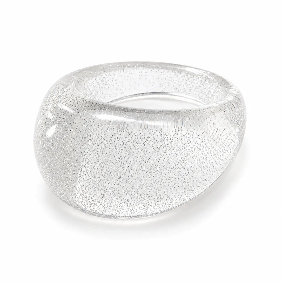 Jelly Mirror chunky resin ring in Transparent silver – additional view