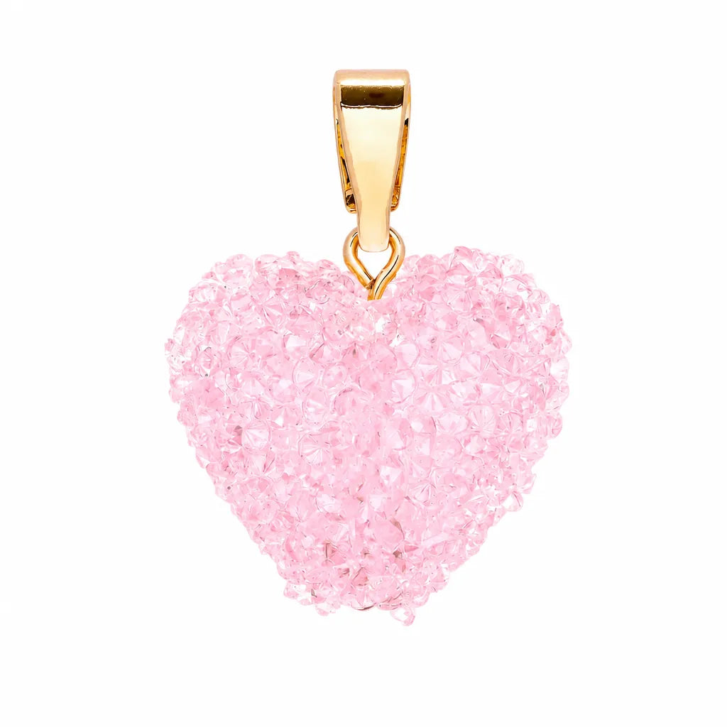 Pink JellyBlo resin heart necklace with an adjustable chain