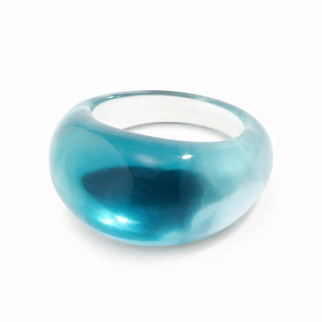 Jelly Mirror chunky resin ring in Transparent blue – additional view