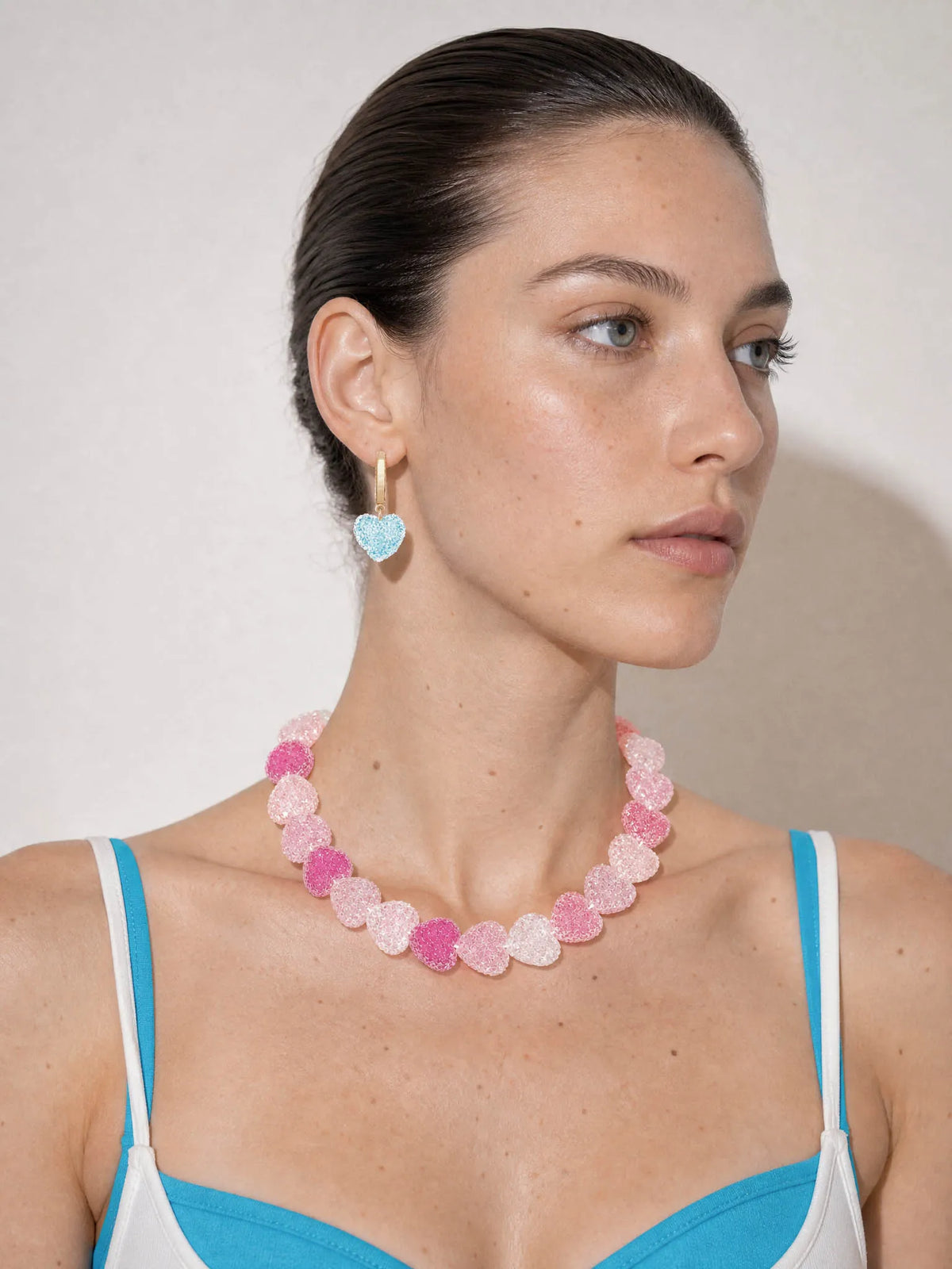 Three-Tone Pink Jelly Heart Necklace – alternate product view