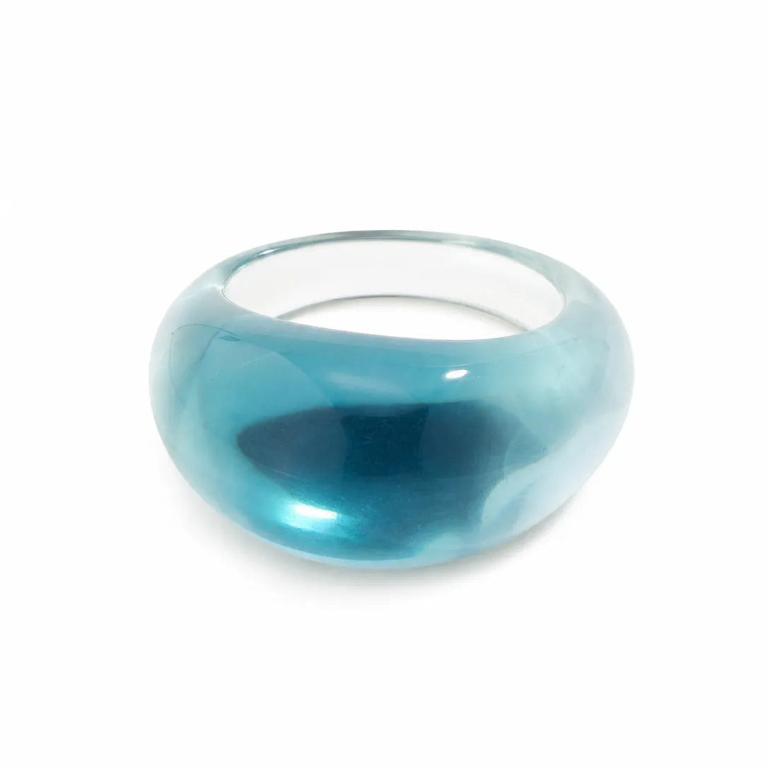 Jelly Mirror chunky resin ring in Transparent blue – product view