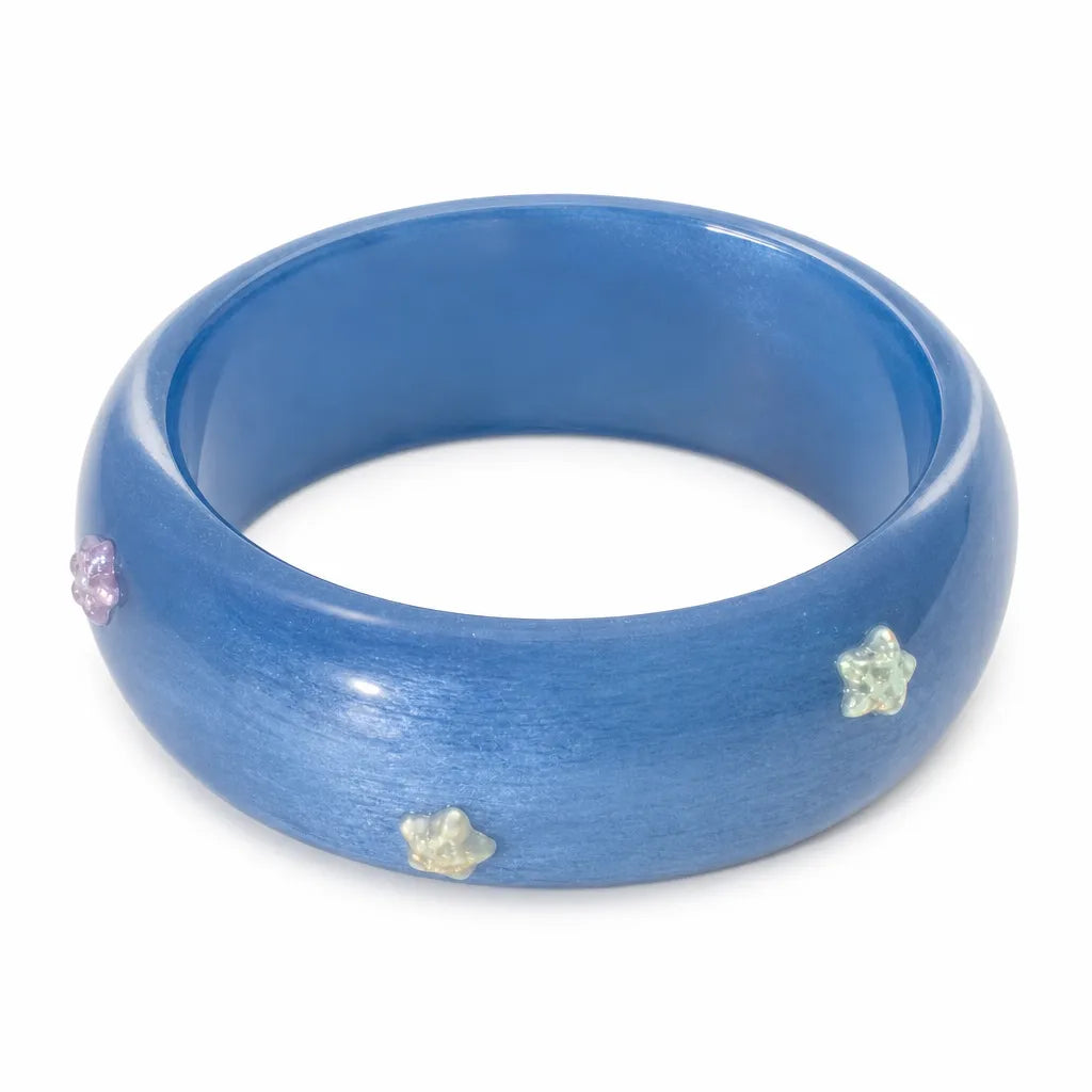 Blue Starry Sky resin bangle with blue gradient and celestial details