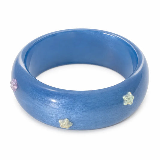 Blue Starry Sky resin bangle with blue gradient and celestial details