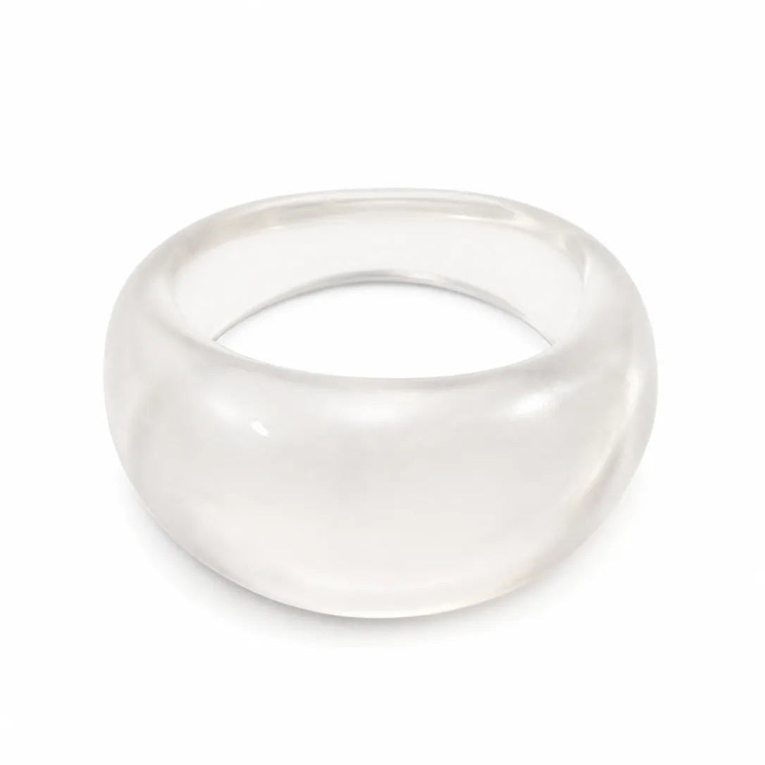 Jelly Mirror chunky resin ring with a glossy transparent finish