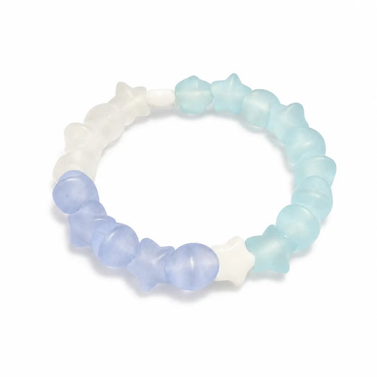 Starry Bond pastel blue, lavender and white resin bead bracelet