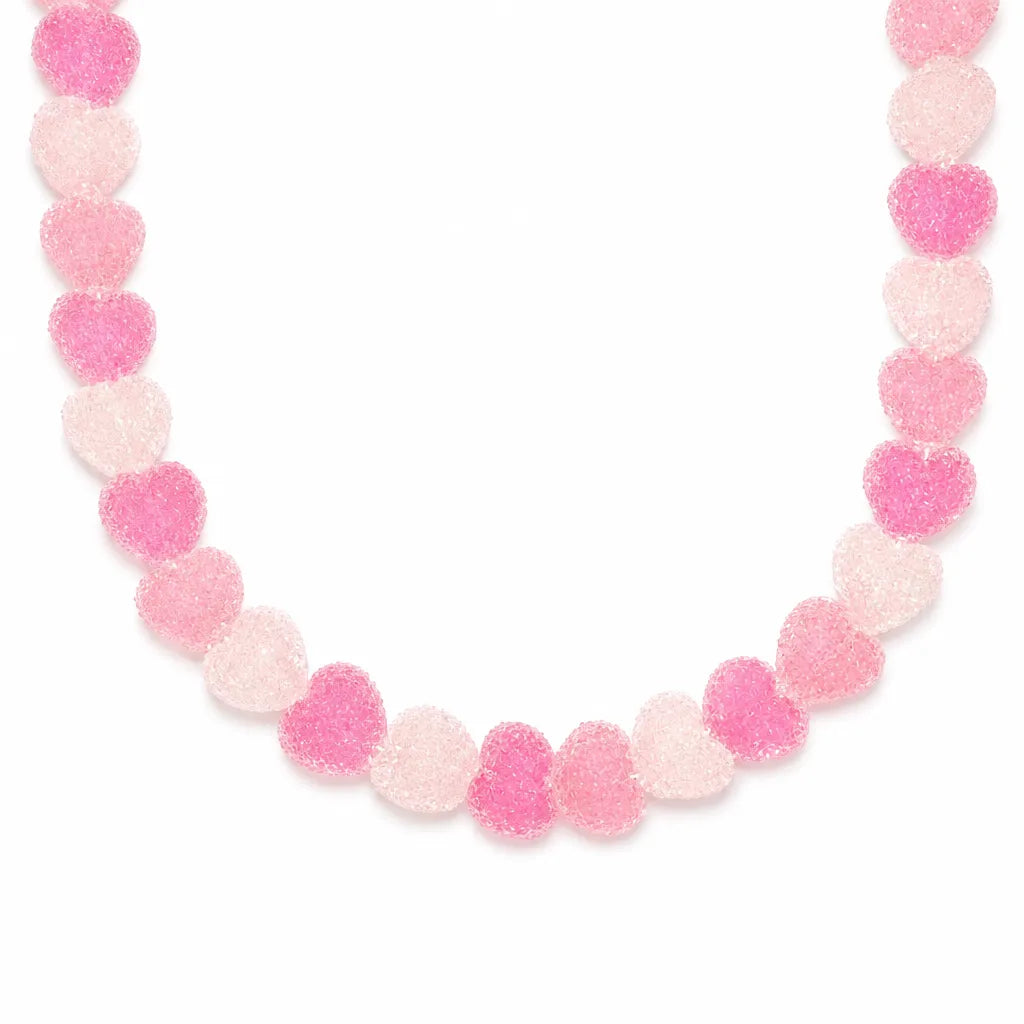 Three-Tone Pink Jelly Heart Necklace – additional product view