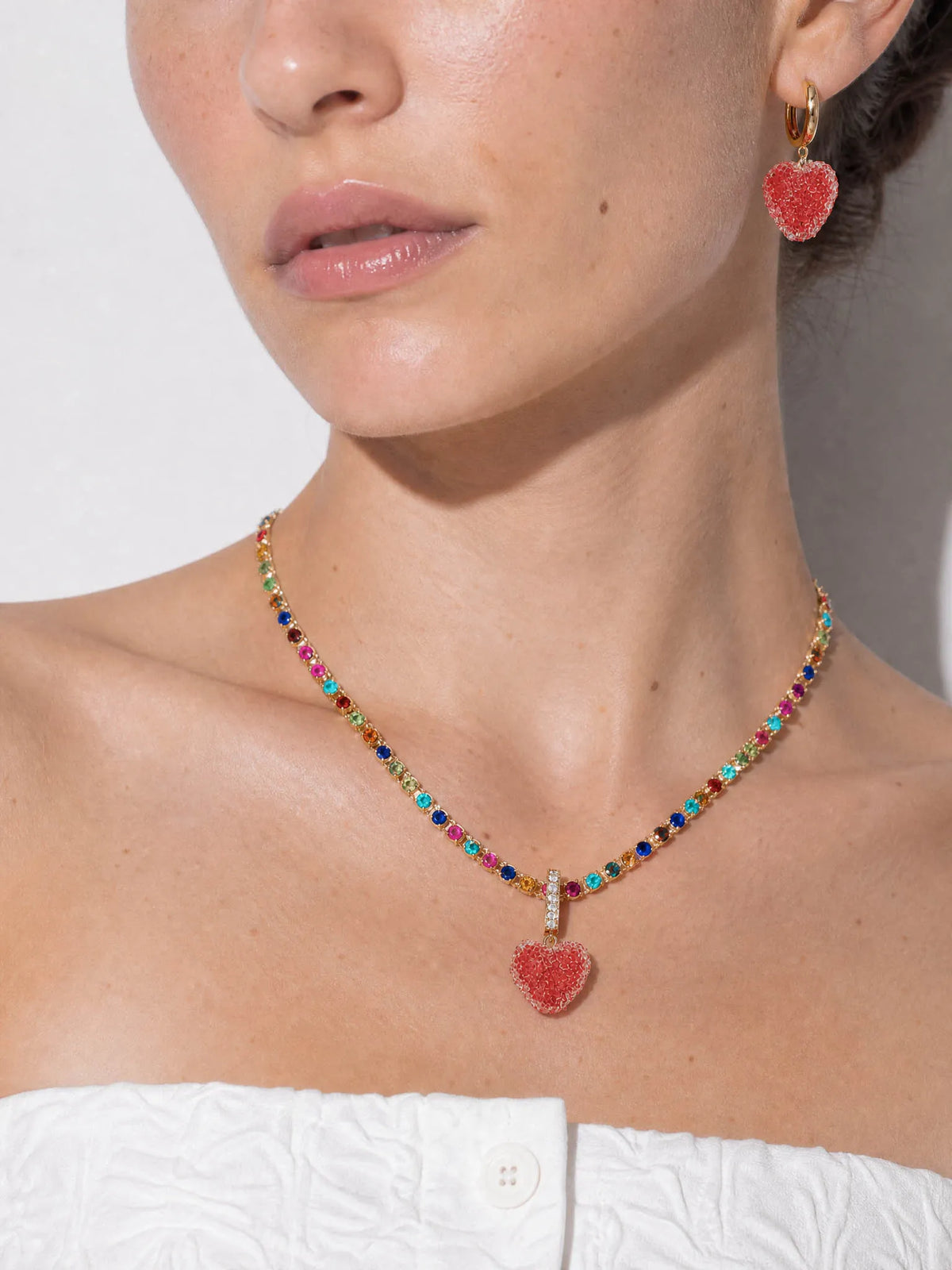 Multicolor CZ Red Jelly Heart Necklace – alternate product view