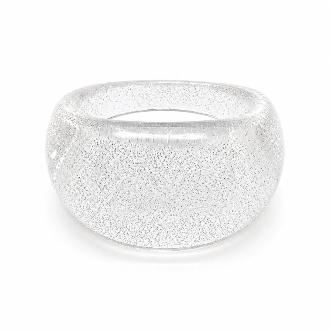 Jelly Mirror chunky resin ring in Transparent silver – product view