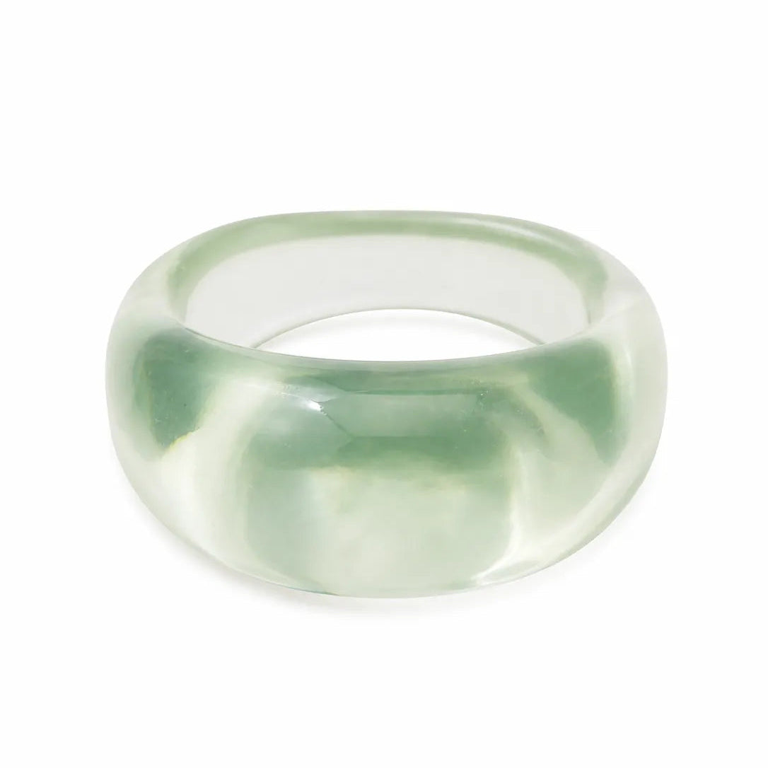 Jelly Mirror chunky resin ring in Transparent green – product view