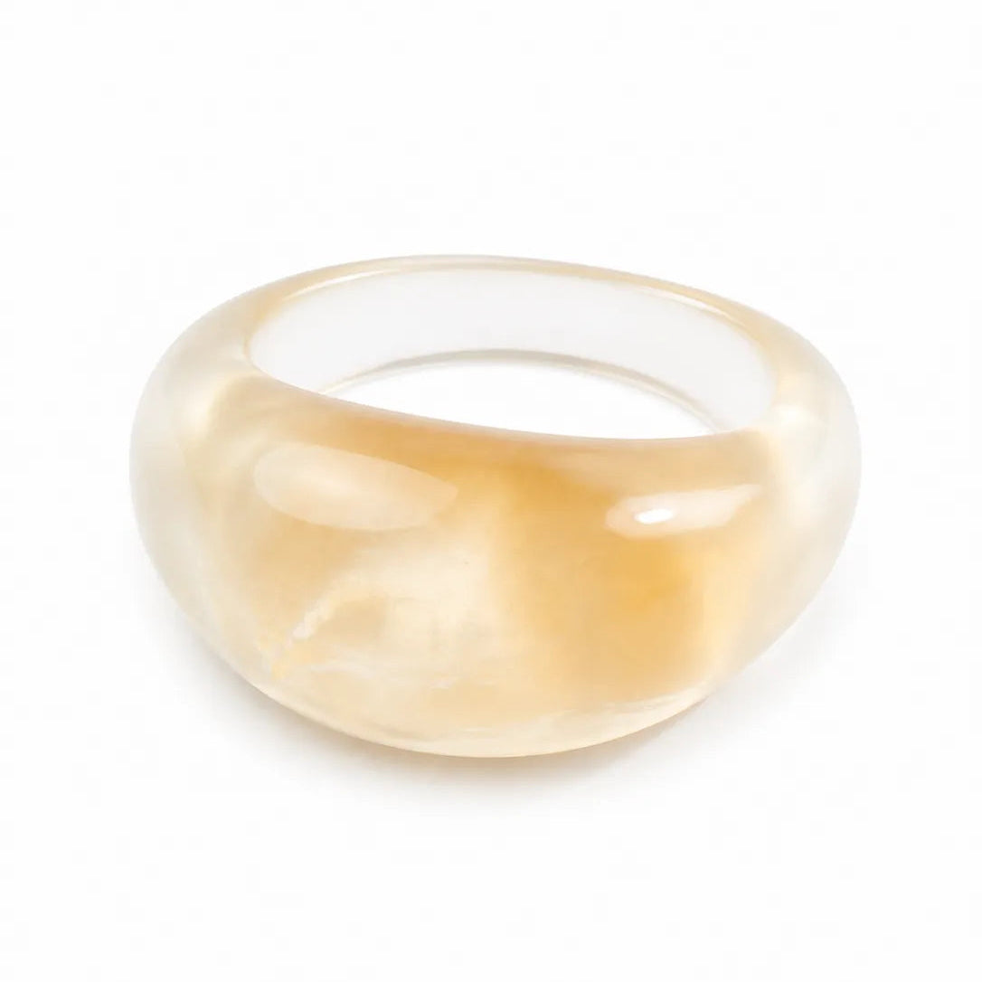 Jelly Mirror chunky resin ring in Transparent beige – additional view