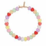 Colorful multicolor resin heart necklace in red, purple, yellow, green and pink