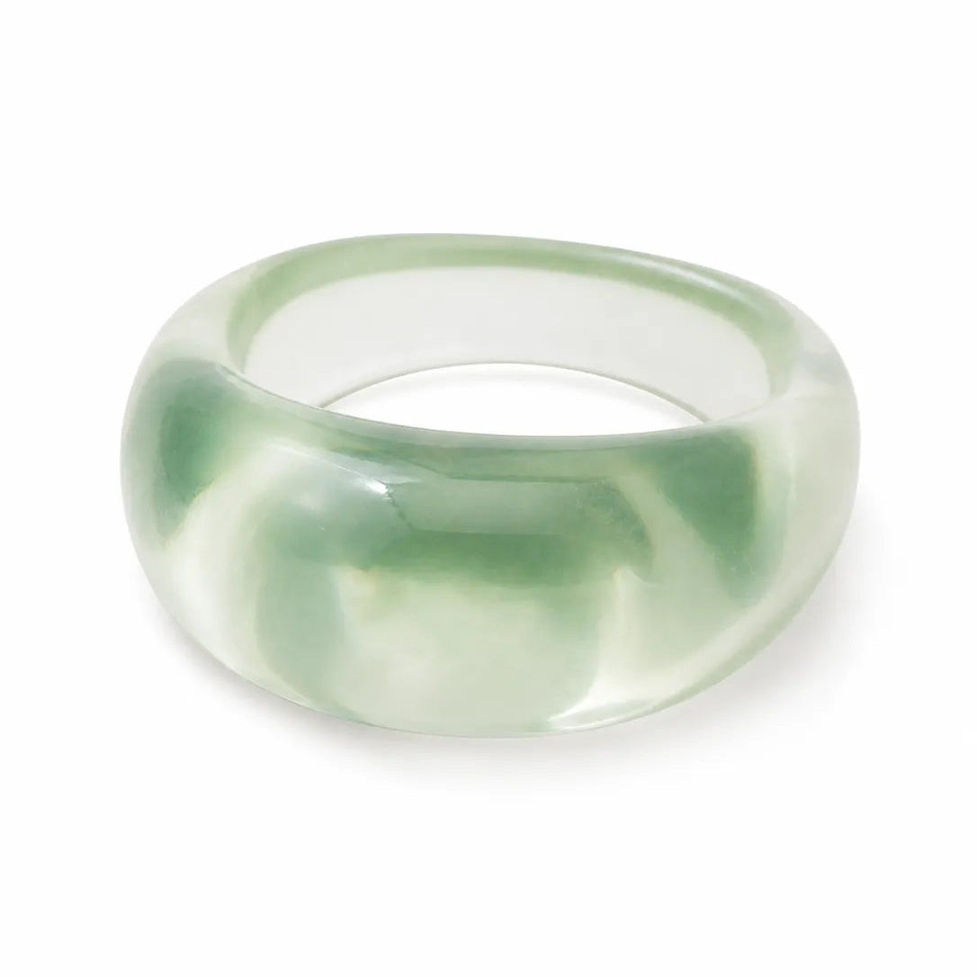 Jelly Mirror chunky resin ring in Transparent green – additional view